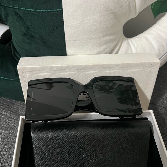 Celine Black Wide-arm Square Acetate Sunglasses - Picture 6 of 11